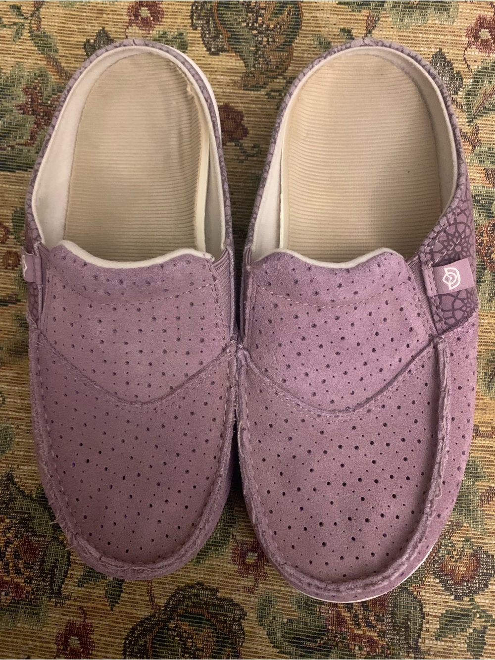 Women's Lavender Slip-On Perforated Casual Mules Size 8 Wide from Spenco